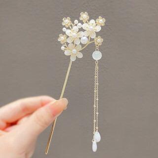 Su shiliu new chinese style flower hairpin for women with tassels, small fresh hanfu headdress, ancient style cheongsam accessories, hairpin for women, flowery tassel hairpin