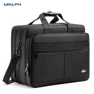 Lyalph briefcase waterproof extra large capacity 15.6 inches 19 nylon oxford cloth computer portable men's shoulder document bag black 19 inches-6607 thickened 0 inches