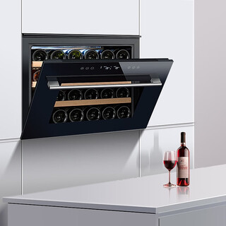 Odino embedded constant temperature wine cabinet, red wine cabinet, home kitchen and bathroom fully embedded small red wine cabinet, beverage tea wine and wine refrigerated thermostatic cabinet 65b black