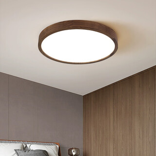 铜格格中式吸顶灯客厅主灯黑胡桃木新中式全屋全光谱护眼餐厅卧室灯具 2~圆形30cm三色温【标准版】