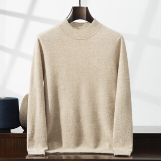 Ordos city high-end men's cashmere sweater half turtleneck warm sweater pure cashmere knitted wool sweater ordo city elegant camel color 3xl recommended 190-210jin jin equals 0.5 kg