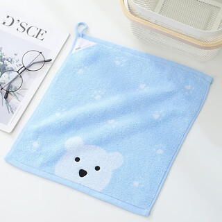 Gold number pure cotton cartoon couple children's household adult face washcloth kindergarten face washcloth lanyard square towel sweat-proof towel soft and water-absorbent 36*33cm blue