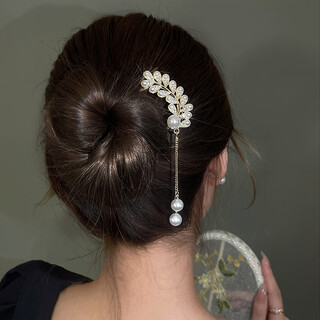 Moon suiren tassel hairpin women's ancient style imitation pearl hairpin ball hair hairpin artifact hairpin 520 valentine's day gift tassel hairpin