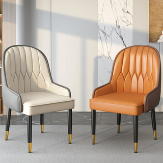 Saint-duran dining chair light luxury backrest chair simple leisure balcony chair dressing stool manicure chair rental thickened stool off-white + gray back black legs (without armrests)