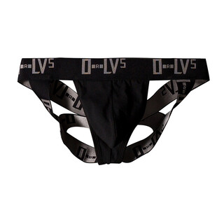 Long night, fashionable men's four-strap sexy underpants, sexy hollow thongs, tight sexy butt lifting gay double thongs, black m