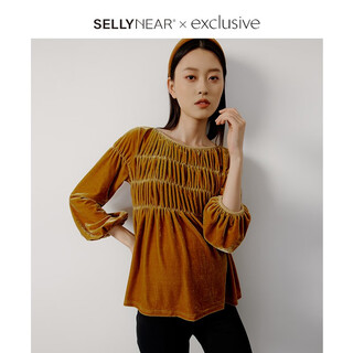 Sellynear maternity shirt autumn new french elegant lantern sleeve velvet shirt smack pleated maternity top