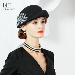 Ee autumn and winter fashionable british wool top hat korean style trendy woolen hat retro versatile winter hat women 5049 black adjustable
