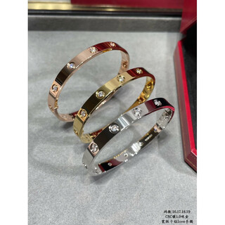 Hande 18k gold baby's breath bracelet love women's silver plated 18k wide and narrow version rose gold classic style screws and nails full of diamonds wide version 10 diamonds