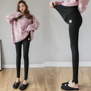 Shiwen maternity fitting leggings autumn and winter style outerwear velvet trousers tight fashionable western style warm belly support pants 902 black kitten pants no velvet m 80-105jin jin is equal to 0.5 kg