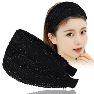 Qimei lian covers white hair hairband headband cap covers white hair headgear magic headband women's simple cover broken hair wide-brimmed scarf black