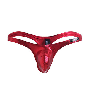 Long night men's thong patent leather men's wide waist sexy men's sexy underwear red l