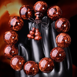 力匠 海南黄花梨手串瘿瘤满水波纹海黄瘤疤纹手链男女款老料颗颗对眼念珠佛珠520礼物送男朋友 【油梨老料】海黄爆满瘤疤18mm13颗