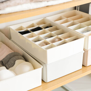 Sailotou underwear storage box divided underwear socks shorts drawer type household separated underwear bra storage tx ivory white three-piece set