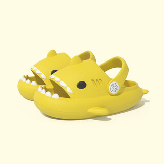 Late time shark children's slippers summer boys' baotou non-slip girls' slippers infants and toddlers baby croc shoes summer yellow inner length 15cm 150 codes