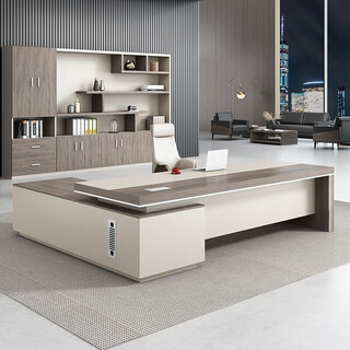 Shiren boss desk desk executive desk president leader desk business simple modern office furniture table and chair combination champagne color (contact customer service for the sub-cabinet position) 2.8 meters desk + boss chair