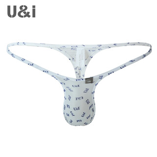 U&i sexy thong men's thin slightly transparent ice silk low-waist one-piece bagless fashion pattern t underwear 1118-p white x letter 1 piece l