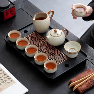 Chayan kungfu tea set complete set ru kiln tea set tea tray set tea table teapot household tea making set 12-piece set