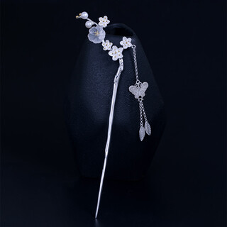 Qianbaolai s925 silver crystal plum blossom hairpin creative antique style beautiful butterfly tassel step shake hairpin crystal plum blossom tassel hairpin 925 pieces