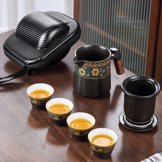 Tangfeng travel tea set outdoor car kung fu portable storage quick one pot four cups portable tea custom logo dark fragrance wood language one pot four cups