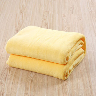 Yusenyi flannel four seasons solid color coral fleece blanket sheets upgraded flannel air conditioning blanket goose yellow 70cmx100cm knee blanket