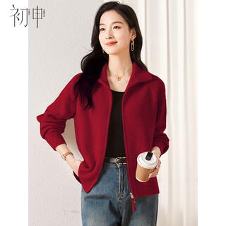 Chu shen new year annual party knitted sweater women's fashion lapel thick knitted cardigan sweater jacket top s13kz1556