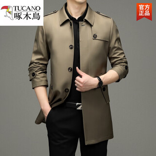 Мужская ветровка woodpecker, мужская куртка 2025 года, новая повседневная куртка среднего и пожилого возраста, весна и осень, свободная, большого размера, среднего и длинного стиля f2011, хаки xl 180