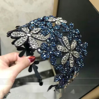 Mr. ouyang's wide-brimmed flowers cover white hair artifact, flower blossoms, rich hairpins, hairpins, rhinestone anti-slip headbands, headbands, hairbands to cover white hair - ink gray b05-104