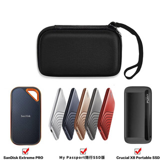 西部数据（WD）WD西部数据固态移动硬盘包My Passport随行SSD版包 收纳包保护套防震硬壳防摔盒 英睿达 X8专用硬壳包