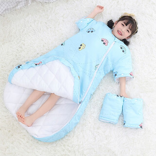 Linglingzhu pure cotton children's sleeping bag anti-kicking quilt artifact 5-10 years old 3-6 years old 1-3 years old older baby spring, autumn and winter pure cotton car 100cm (1-3 years old) thickened in autumn and winter