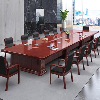Qingzhai conference table large long table paint conference table conference room negotiation table 3.5 meters conference table + 12 chairs