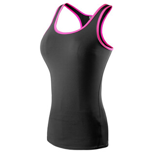 Bnwtydhw sports vest women's long quick-drying breathable fitness clothing outerwear stretch yoga running tight racer vest black rose red edge s