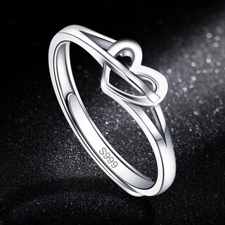 Jiuchangshi 999 sterling silver love-shaped ring for women, fashionable, personalized and high-end birthday gift for girlfriend