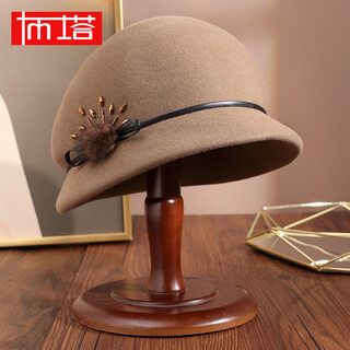 Ptah2024 autumn and winter new style dome-shaped hat, helmet-shaped hat, woolen duck tongue retro warm fashion hat, camel color