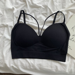 Ji yafuxia's new korean style slim cross camisole bottoming outer wear all-in-one cup bra tube top beautiful back top for women black one size