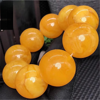 Duchen men's beeswax bracelet amber single circle bracelet women's chicken oil yellow old honey round beads 12-25 20mm 12 pieces with certificate