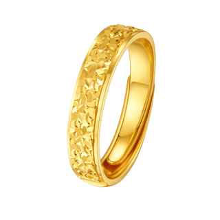 18k ring golden crushed ice ring 999 gold and silver solid gold package gold package silver women's ring - about 1.5 grams - live mouth