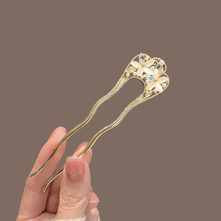 Dai shilin dsl flower u-shaped hairpin high-end antique cat's eye elegant temperament versatile hairpin back of the head hairpin hairpin pearl rhinestone flower hairpin