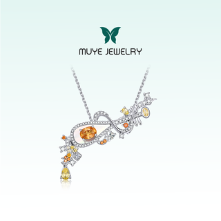Muye natural colored treasure 925 silver fanta gemstone chain feitian pipa necklace for women original design dual-purpose accessory feitian pipa necklace