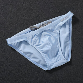 Desmiit briefs men's new solid color mid-waist large elastic swimming trunks breathable and comfortable youth sports swimsuit swimming trunks bright blue m