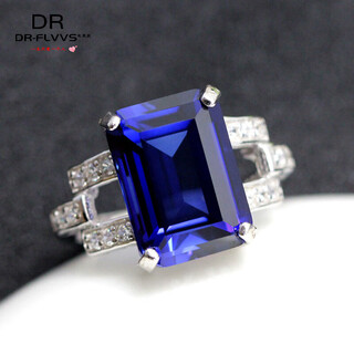 High quality tanzanite sapphire rectangular tanzanite ring for women, white gold (main stone 10x14mm) live