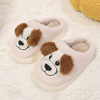 La chapelle homme men and women children's indoor and outdoor home warm soft soled cute plush cotton slippers 24 light pink 38-39