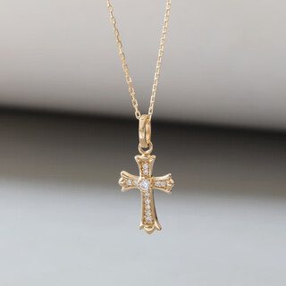 Erli light luxury niche design korean pure 14k gold pendant with personality and versatile full zirconium inlaid cross necklace pendant separate pendant without chain
