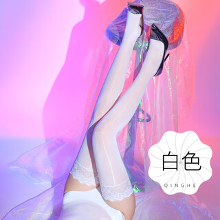 Fei yu bo can sexy oily horse oil stockings lace stockings oily black mercerized legs artifact adjustable mirror smooth knee-high white toe reinforcement