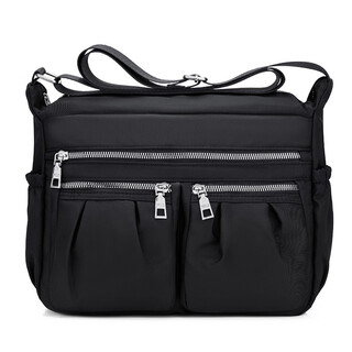 Queenjoy multi-functional shoulder crossbody bag for women nylon oxford cloth large capacity middle-aged women's bag mother bag mommy bag black