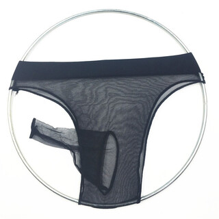 Fully transparent men's underwear, triangle stockings with thong, low waist, thin briefs for men, sexy, large stretch stockings, shorts, black open style