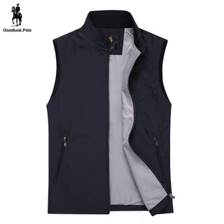 Jane mashi paul light luxury business vest for middle-aged men loose work stand-up collar waistcoat vest spring and autumn new dad vest deep blue 180/96a/xl