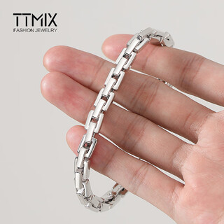 Ttmix men's simple platinum bracelet square chain pt950 platinum temperament mature square bracelet 17.72g 18.5cm thick 5.0mm