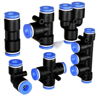 Jomoking pbt plastic quick connector pv right-angle two-way pza four-way pk five-way variable diameter air pipe water pipe quick connector/package pv-16 (2 sides connected to 16mm air pipe 5 pieces)