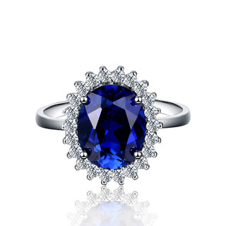 Princess xuan yong's synthetic blue gemstone ring, real silver live mouth, classic dark blue color gemstone jewelry, tanzanite, live mouth, adjustable