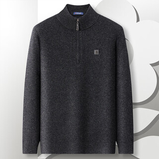 Montagut year of the horse new year cardigan men's thickened warm half turtleneck sweater casual versatile base sweater black gray 3xl